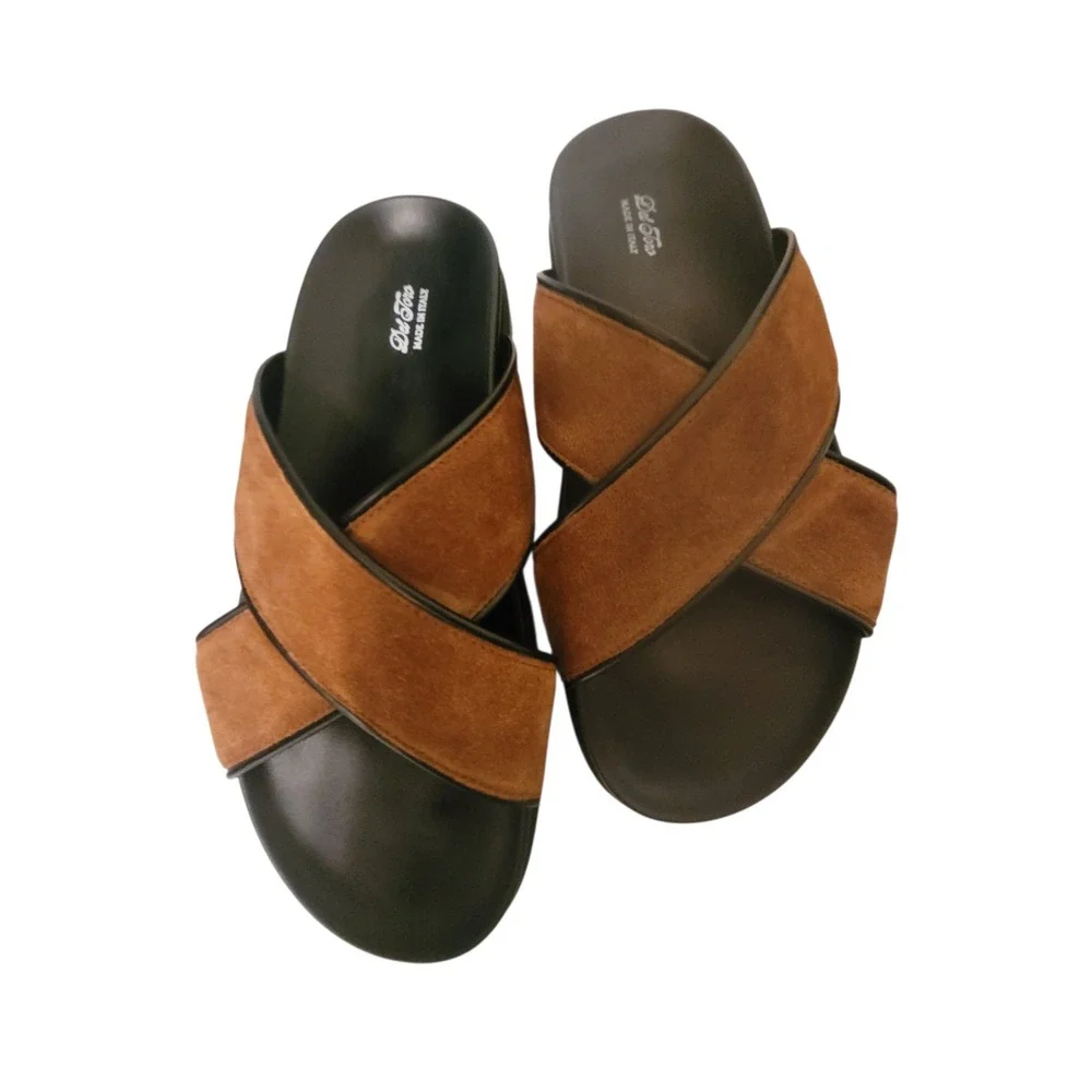 Italian Leather Mens Tan Del Toro Amalfi Crossover Sandal‎ NEW